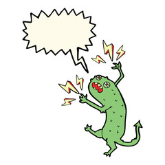 cartoon little monster with speech bubble