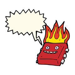 cartoon red hot computer chip with speech bubble