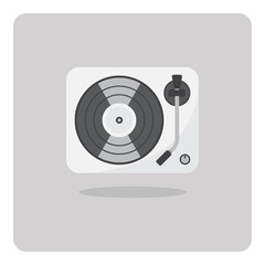 Vector of flat icon, turntable with vinyl record on isolated background