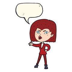cartoon vampire girl with speech bubble