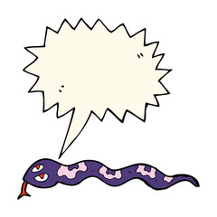 cartoon hissing snake with speech bubble
