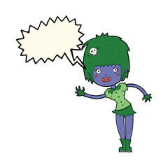 cartoon vampire girl with speech bubble