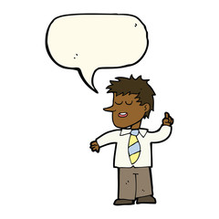 cartoon man with good idea with speech bubble