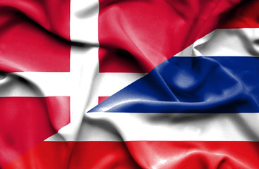 Fototapeta premium Waving flag of Thailand and Denmark