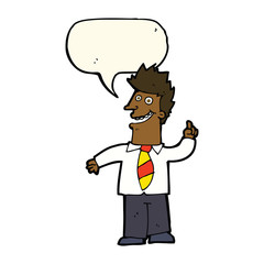 cartoon man with good idea with speech bubble