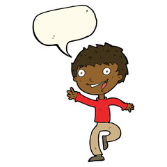 cartoon excited boy with speech bubble