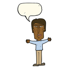 cartoon angry man with speech bubble