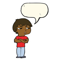 cartoon annoyed boy with speech bubble