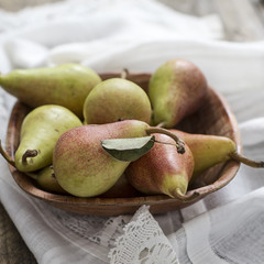 Pears on Dark Wooden Table