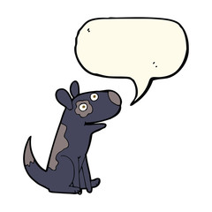 cartoon happy dog with speech bubble