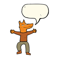 cartoon fox man with speech bubble
