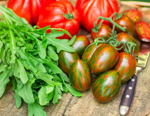 Fresh vegetables - tomatoes and arugula