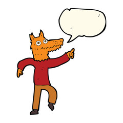 cartoon fox man with speech bubble