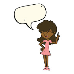 cartoon girl making point with speech bubble