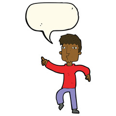 cartoon dancing man with speech bubble
