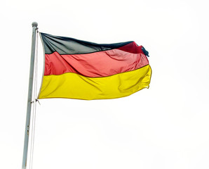 Waving on the German flag isolated
