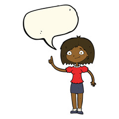 cartoon woman with idea with speech bubble