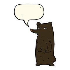 funny cartoon black bear with speech bubble