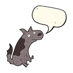 cartoon sitting dog with speech bubble