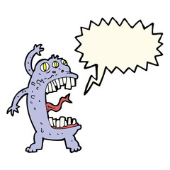 cartoon crazy monster with speech bubble