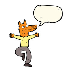 cartoon fox man with speech bubble