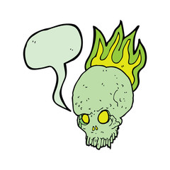 cartoon spooky skull with speech bubble
