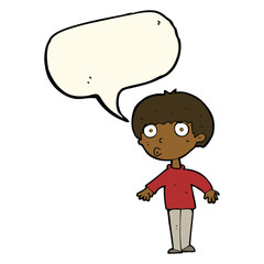 cartoon surprised boy with speech bubble