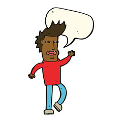 cartoon loudmouth man with speech bubble