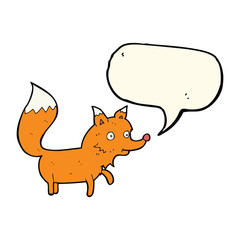 cartoon fox cub with speech bubble