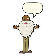 cartoon bearded old man with speech bubble