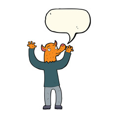 cartoon happy fox man with speech bubble
