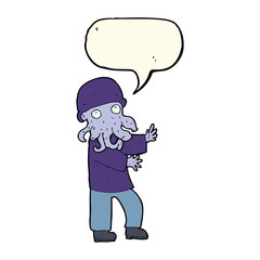 cartoon monster man with speech bubble