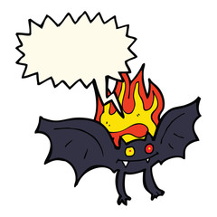 cartoon vampire bat with speech bubble