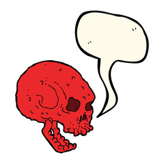 cartoon spooky skull with speech bubble