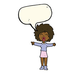 cartoon stressed out woman talking with speech bubble