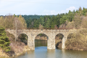 Fototapeta na wymiar railway viaduct near Dolni Karlovice, Czech Republic