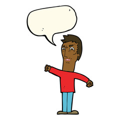 cartoon annoyed man with speech bubble