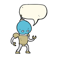 cartoon alien robot with speech bubble