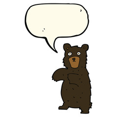 cartoon black bear with speech bubble