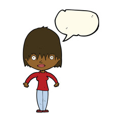 cartoon woman staring with speech bubble