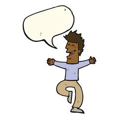 cartoon laughing man with speech bubble