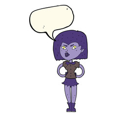 cartoon vampire girl with speech bubble