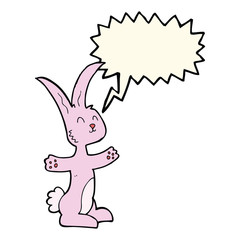 cartoon rabbit with speech bubble