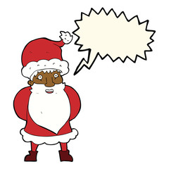 cartoon santa claus with speech bubble