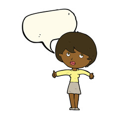 cartoon woman giving thumbs up with speech bubble