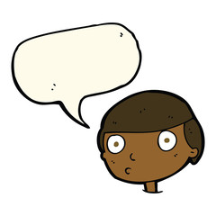 cartoon boy staring with speech bubble
