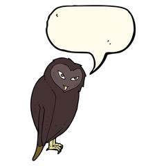 cartoon owl with speech bubble