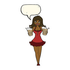 cartoon beer festival girl with speech bubble
