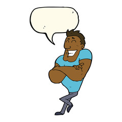 cartoon muscle guy with speech bubble
