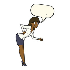 cartoon businesswoman explaining with speech bubble